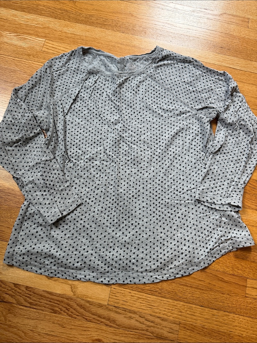 Boden Gray Long-Sleeve Crewneck with Black Dot Print